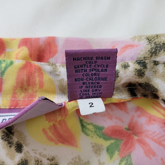 Premier Womens Shirt Large Top Floral Short Sleeve‎ Button Down Lined Sheer - Picture 10 of 11